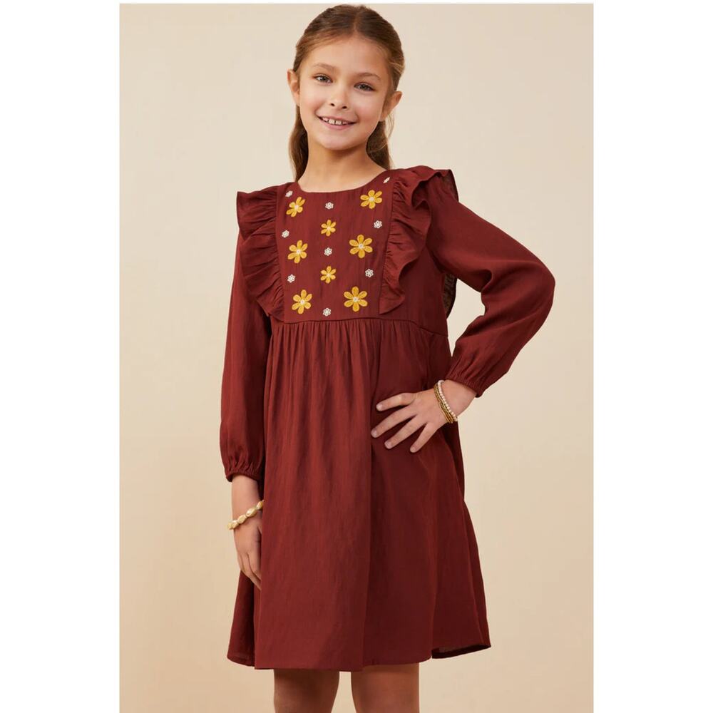 Hayden Ruffle Detail Floral Embroidered Dress NWT size medium‎